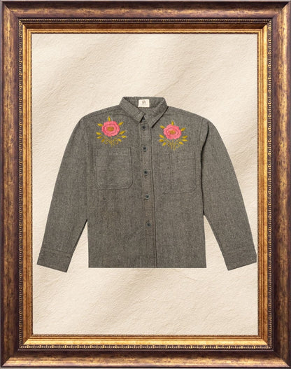 Rose Embroidered Shacket