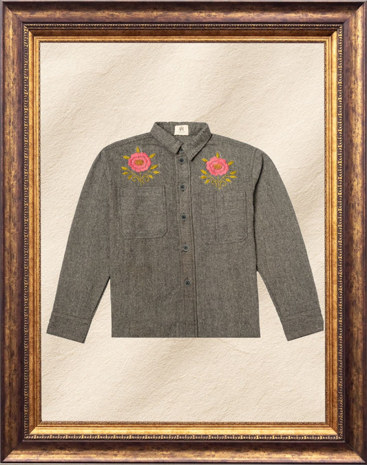 Rose Embroidered Shacket