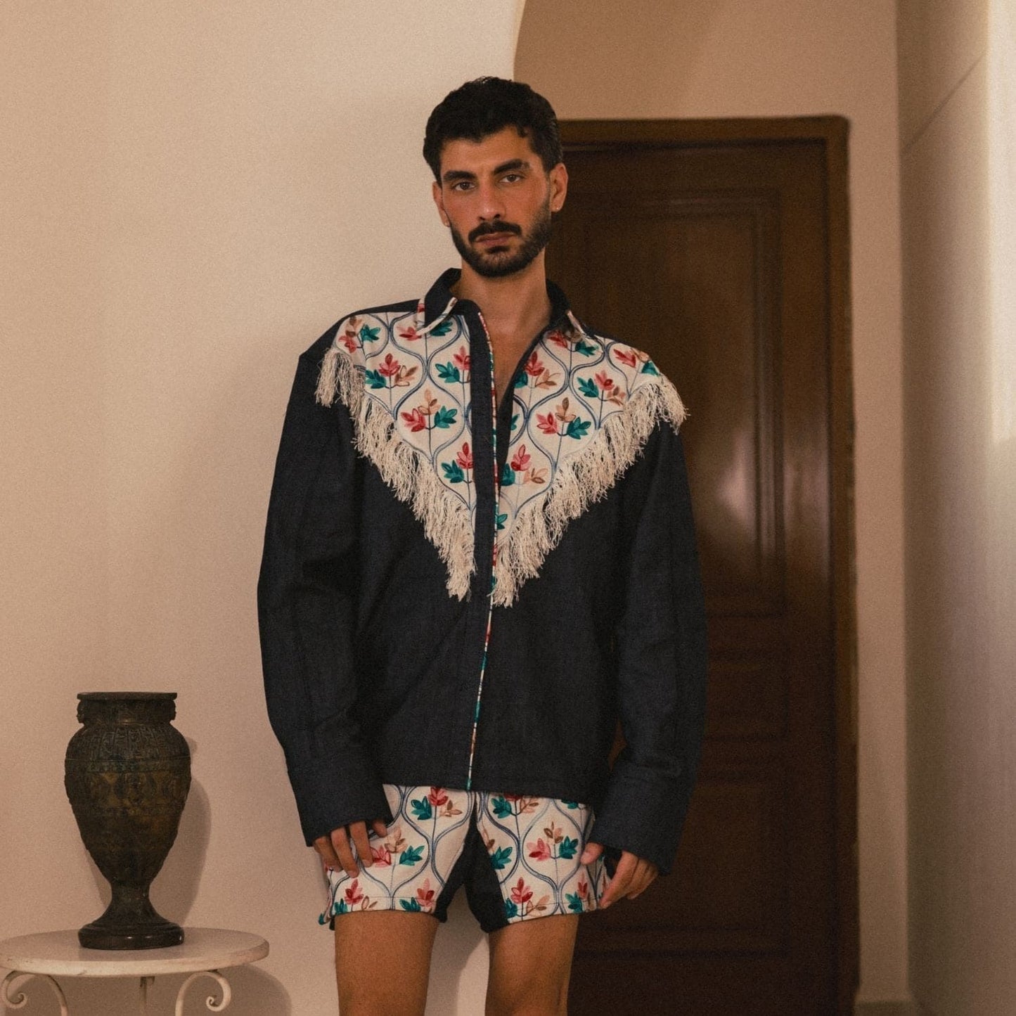 Spineflower Denim Shorts