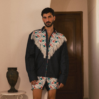 Spineflower Denim Shorts