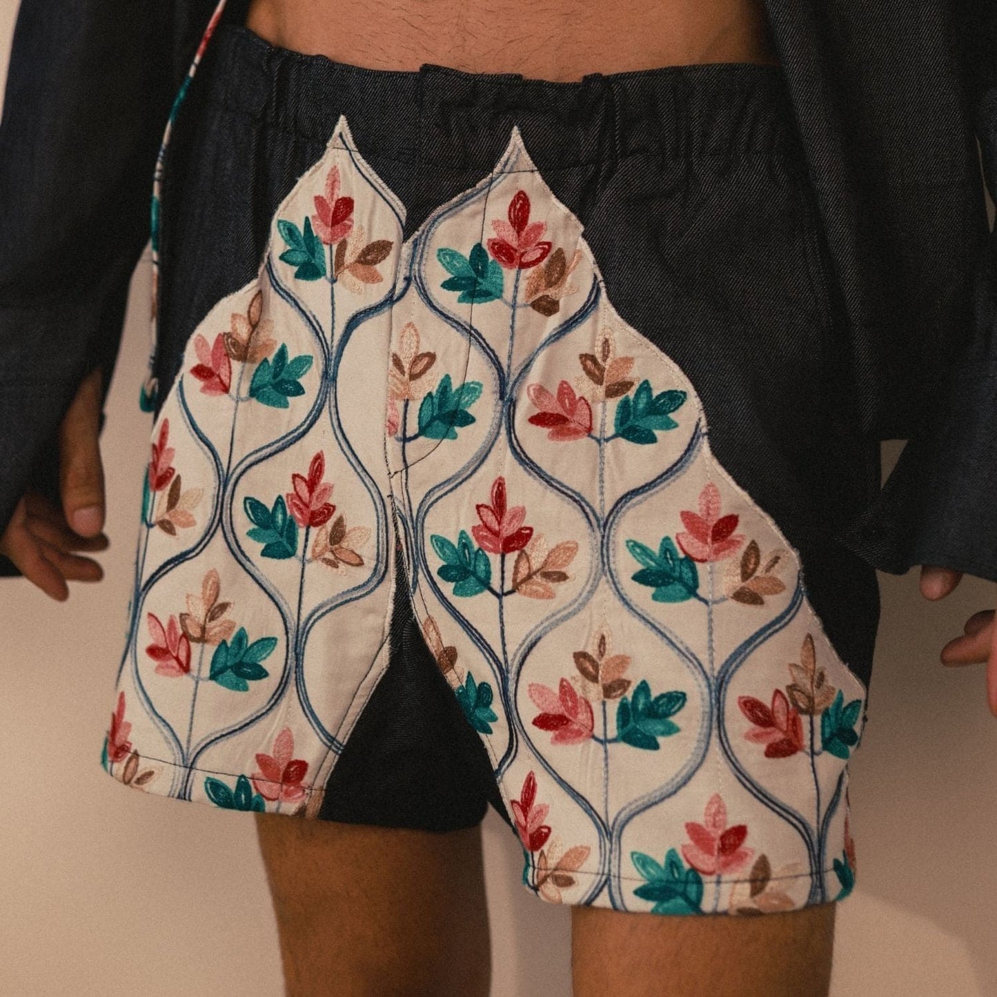 Spineflower Denim Shorts