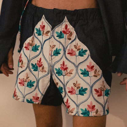 Spineflower Denim Shorts