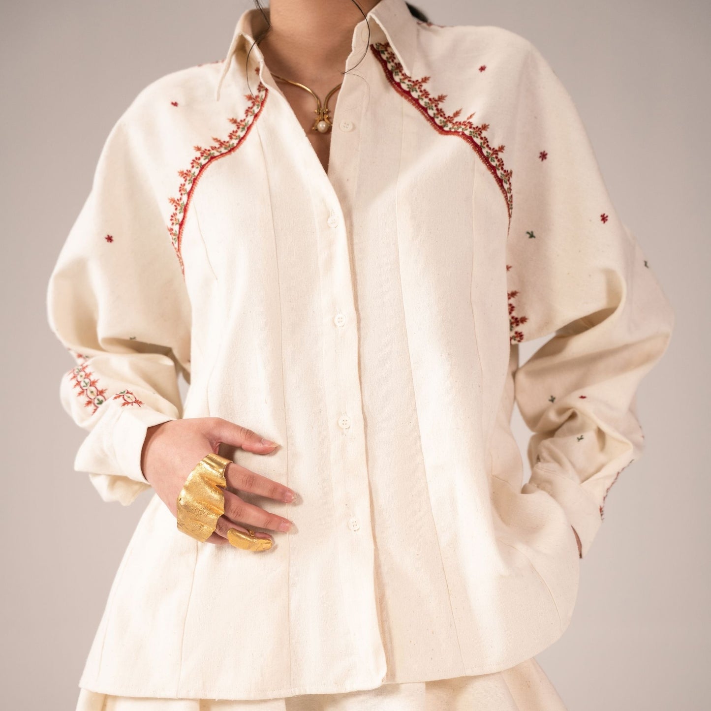Neelum Embroidered Panel Shirt