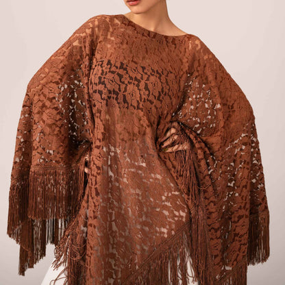 Lace Tassel Poncho